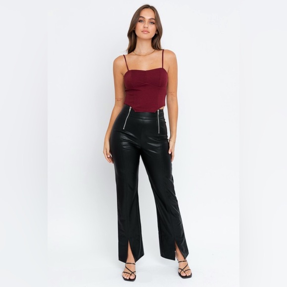 Corset Cami Tank Top - Maroon - Picture 5 of 11